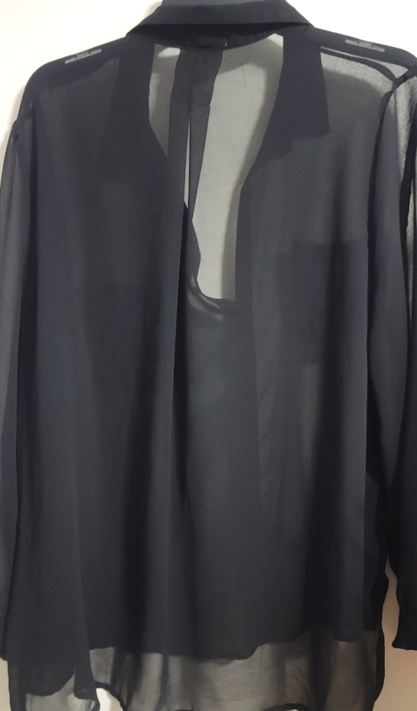 Sheer black button up